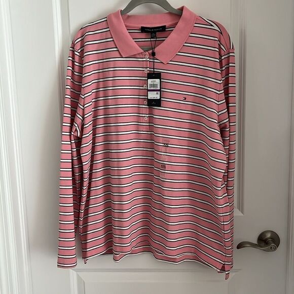 Tommy Hilfiger Iconic Color Scheme Signature Stripes Long Sleeve Polo - Picture 1 of 9